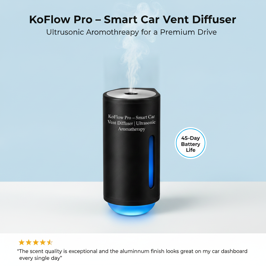 KoFlow Pro – Smart Car Vent Diffuser | Ultrasonic Aromatherapy